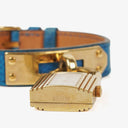 Hermes Kelly Blue Courchevel Leather Gold Plated Watch