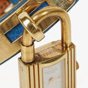 Hermes Kelly Blue Courchevel Leather Gold Plated Watch