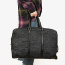 Prada Black Denim And Leather Duffle Travel Bag