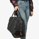 Prada Black Denim And Leather Duffle Travel Bag