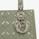Christian Dior Medium Lady Dior Army Green Cannage Quilted Patent Leather Bag