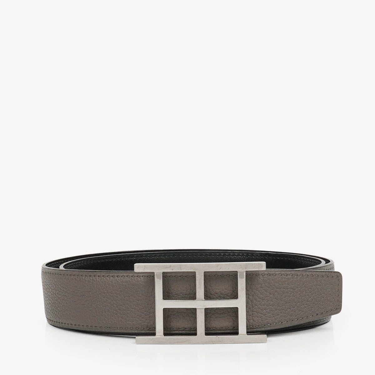 Hermès Grey/Black H au Carré Reversible Belt