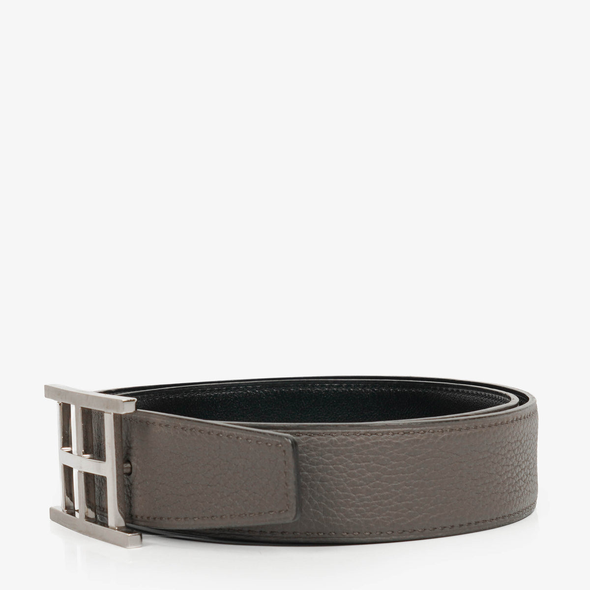 Hermès Grey/Black H au Carré Reversible Belt