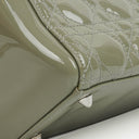 Christian Dior Medium Lady Dior Army Green Cannage Quilted Patent Leather Bag