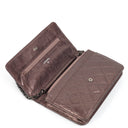 Portefeuille sur chaîne (WOC) 2.55 Reissue en cuir de veau métallisé vieilli matelassé violet Chanel
