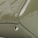 Christian Dior Medium Lady Dior Army Green Cannage Quilted Patent Leather Bag