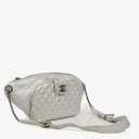 Bolso de cintura Chanel Casual Rock en piel de becerro granulada metálica plateada