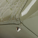 Christian Dior Medium Lady Dior Army Green Cannage Quilted Patent Leather Bag