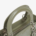 Christian Dior Medium Lady Dior Army Green Cannage Quilted Patent Leather Bag