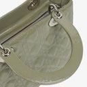 Christian Dior Medium Lady Dior Army Green Cannage Quilted Patent Leather Bag