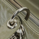 Christian Dior Medium Lady Dior Army Green Cannage Quilted Patent Leather Bag