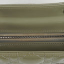 Christian Dior Medium Lady Dior Army Green Cannage Quilted Patent Leather Bag