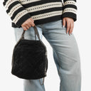 Stella McCartney Falabella Mini Tote Black Vegan Shaggy Deer Fold Over Bag