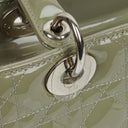 Christian Dior Medium Lady Dior Army Green Cannage Quilted Patent Leather Bag