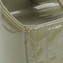 Christian Dior Medium Lady Dior Army Green Cannage Quilted Patent Leather Bag