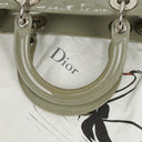 Christian Dior Medium Lady Dior Army Green Cannage Quilted Patent Leather Bag