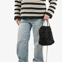 Stella McCartney Falabella Mini Tote Black Vegan Shaggy Deer Fold Over Bag