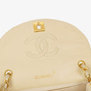 Chanel Classic Lambskin Half Moon Beige Flap Bag With 24K Gold-Plated Hardware
