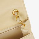 Chanel Classic Lambskin Half Moon Beige Flap Bag With 24K Gold-Plated Hardware