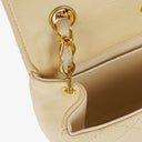 Chanel Classic Lambskin Half Moon Beige Flap Bag With 24K Gold-Plated Hardware