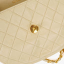 Chanel Classic Lambskin Half Moon Beige Flap Bag With 24K Gold-Plated Hardware