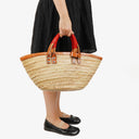 Balenciaga Neutral And Brown Straw Bistrot Panier Bag