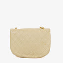 Chanel Classic Lambskin Half Moon Beige Flap Bag With 24K Gold-Plated Hardware