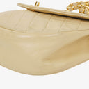 Chanel Classic Lambskin Half Moon Beige Flap Bag With 24K Gold-Plated Hardware