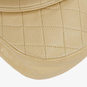 Chanel Classic Lambskin Half Moon Beige Flap Bag With 24K Gold-Plated Hardware