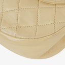 Chanel Classic Lambskin Half Moon Beige Flap Bag With 24K Gold-Plated Hardware