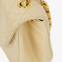 Chanel Classic Lambskin Half Moon Beige Flap Bag With 24K Gold-Plated Hardware