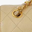 Chanel Classic Lambskin Half Moon Beige Flap Bag With 24K Gold-Plated Hardware