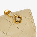 Chanel Classic Lambskin Half Moon Beige Flap Bag With 24K Gold-Plated Hardware