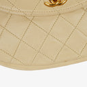 Chanel Classic Lambskin Half Moon Beige Flap Bag With 24K Gold-Plated Hardware