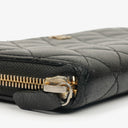 Chanel Black Caviar Quilted Large Gusset Zip Around Wallet
