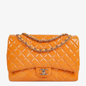 Chanel Jumbo Clasic Double Flap Patent Quilted Leather With Silver-tone Hardware