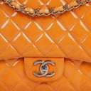 Chanel Jumbo Clasic Double Flap Patent Quilted Leather With Silver-tone Hardware