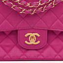 Chanel Classic Vintage Double Flap Bag Fuchsia Pink 24K Gold-Plated Hardware