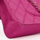 Chanel Classic Vintage Double Flap Bag Fuchsia Pink 24K Gold-Plated Hardware