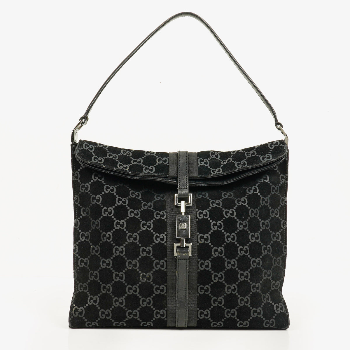Gucci Black Jackie GG Suede Square Bag