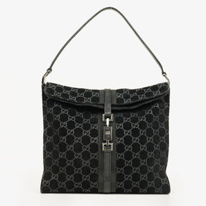 Gucci Black Jackie GG Suede Square Bag