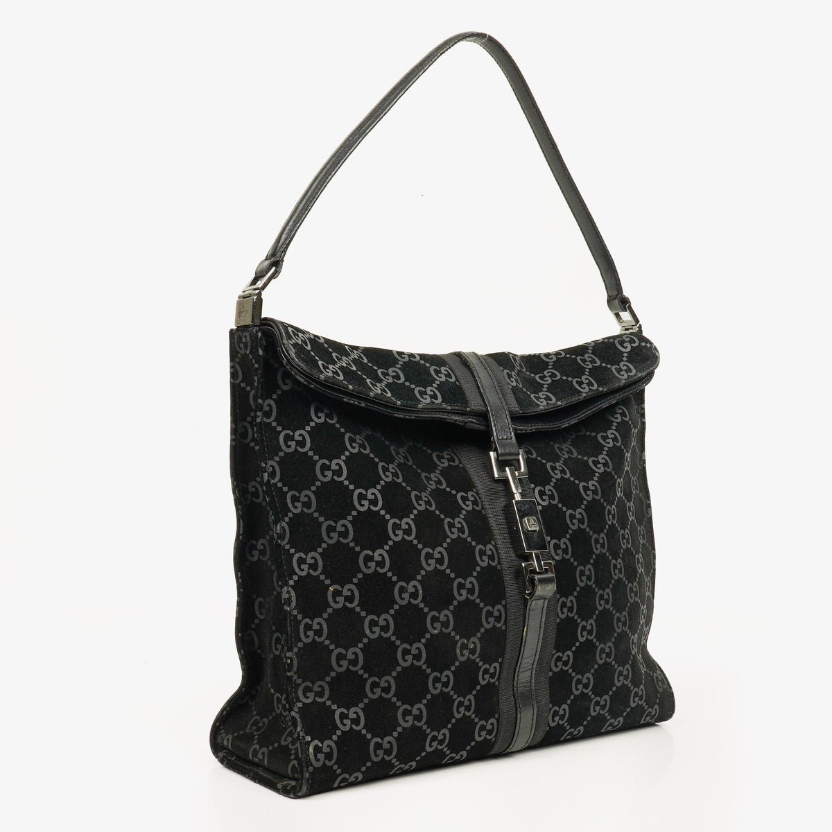 Gucci Black Jackie GG Suede Square Bag