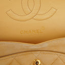 Chanel Medium Classic Vintage Double Flap-väska Beige Mocka 24K Guldpläterad Metall