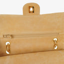 Chanel Medium Classic Vintage Double Flap-väska Beige Mocka 24K Guldpläterad Metall