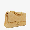 Chanel Medium Classic Vintage Double Flap-väska Beige Mocka 24K Guldpläterad Metall