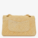 Chanel Medium Classic Vintage Double Flap-väska Beige Mocka 24K Guldpläterad Metall
