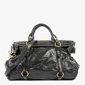 Miu Miu Vitello Black Bow Satchel Bag