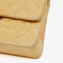 Chanel Medium Classic Vintage Double Flap-väska Beige Mocka 24K Guldpläterad Metall