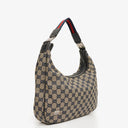 Gucci Monogram Charmy Web Handle Hobo Bag