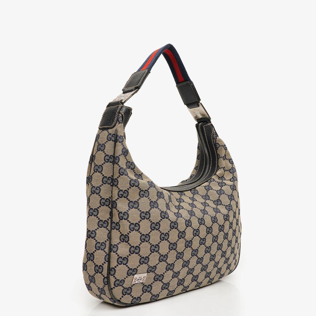 Gucci Monogram Charmy Web Handle Hobo Bag